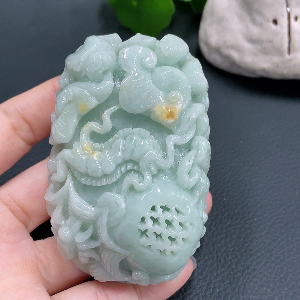 F23578788 Jadeite Handheld Piece, Color Origin Undetermined, Damaged, Total Weight 242.123g