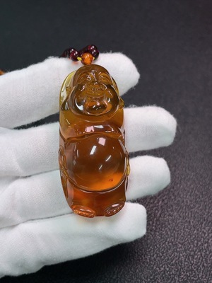 C34006693 Amber Beeswax Pendant Total Weight Approx. 24.52g with Chain