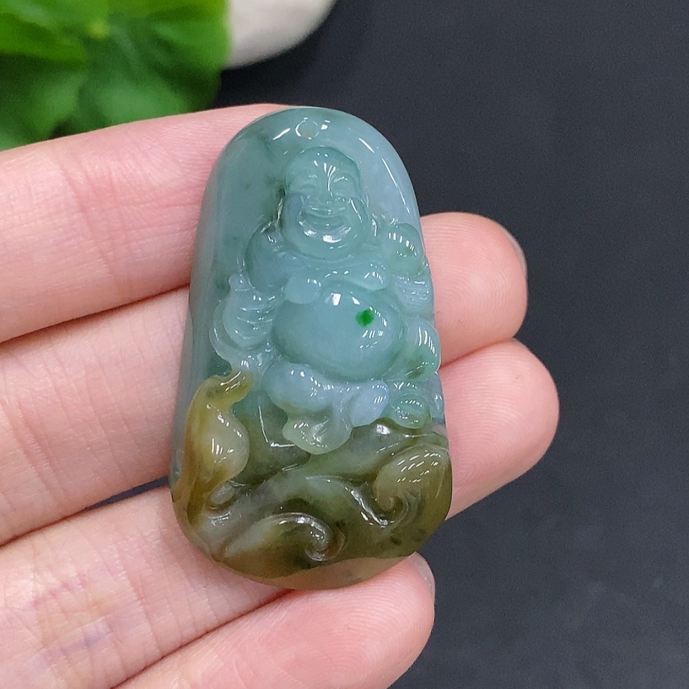 F35123879 Jadeite Buddha Pendant, Total Weight Approx. 15g