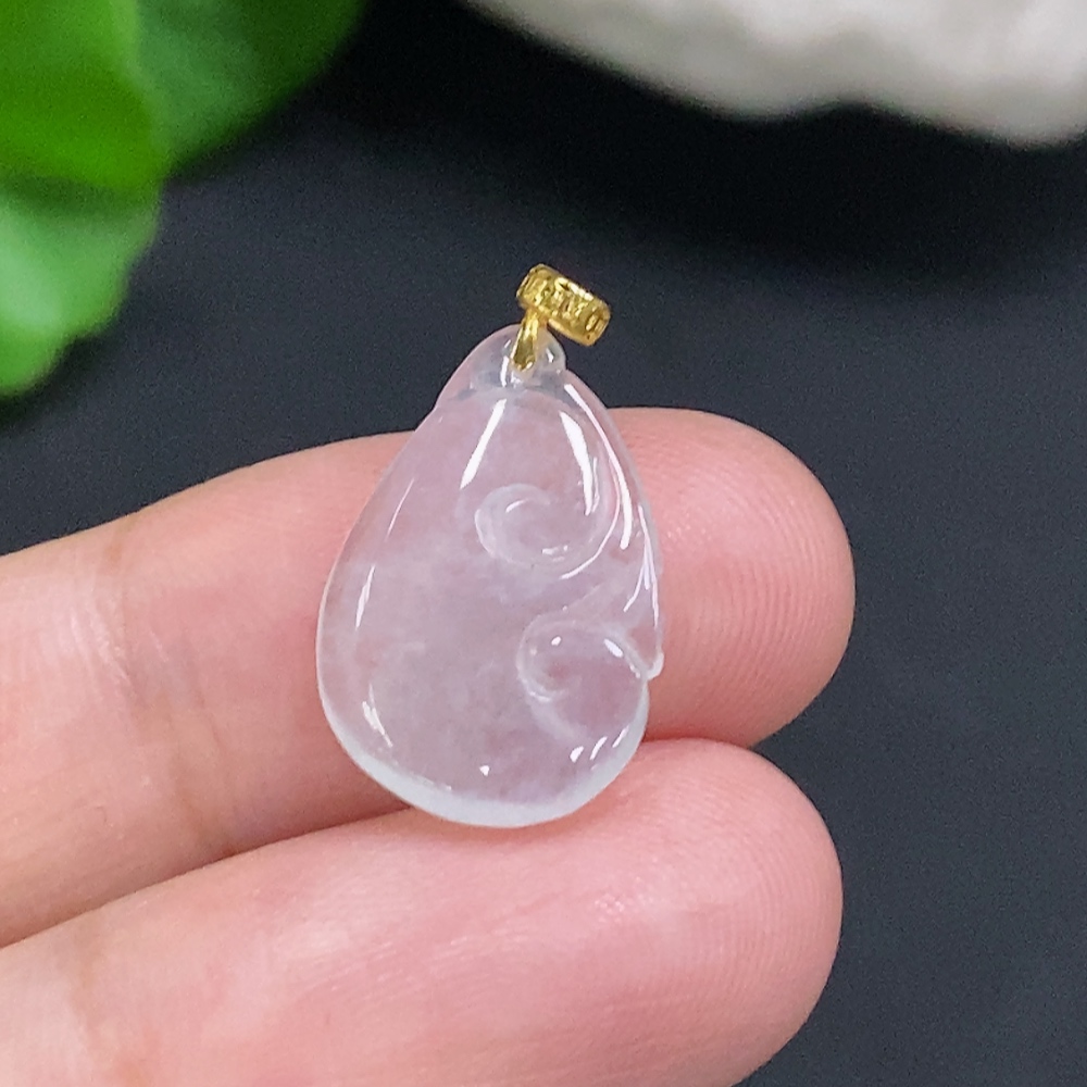 F31595597 JadeiteRuyi Pendant with 18K Gold Bezel, Total Weight Approx. 0.9g