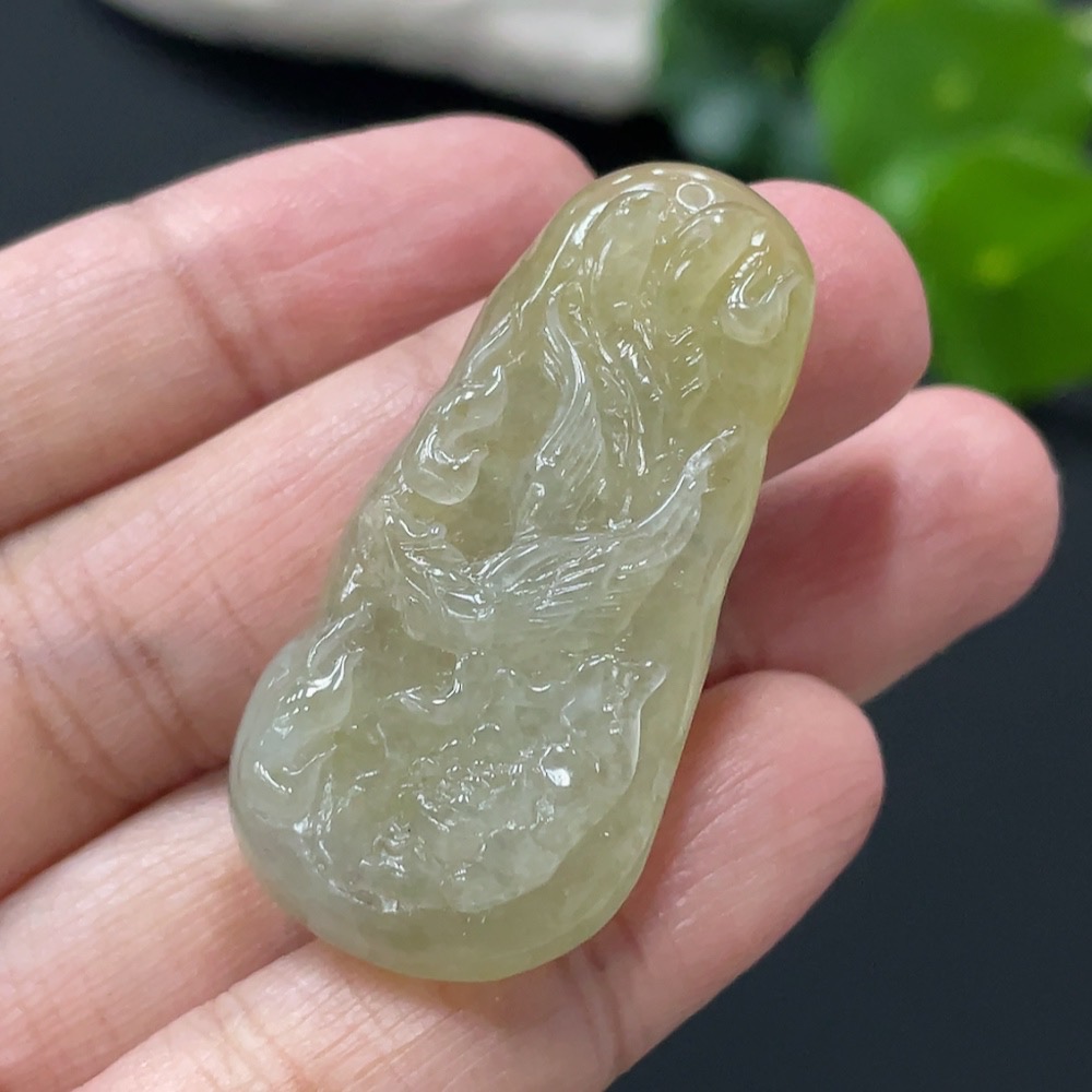 F28230352 Jadeite Phoenix and Peony Pendant