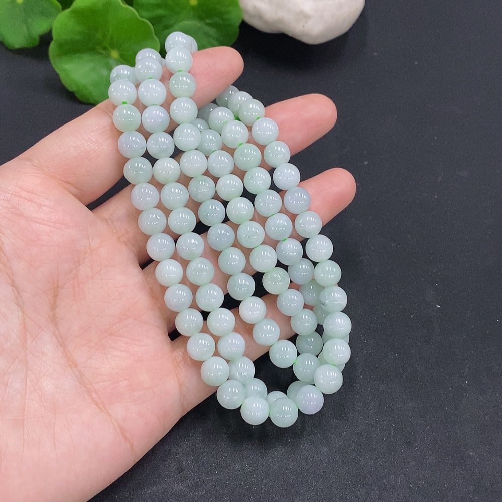F30452014 Jadeite Bead Necklace Approx. 7.4mm Total Weight Approx. 70.8g