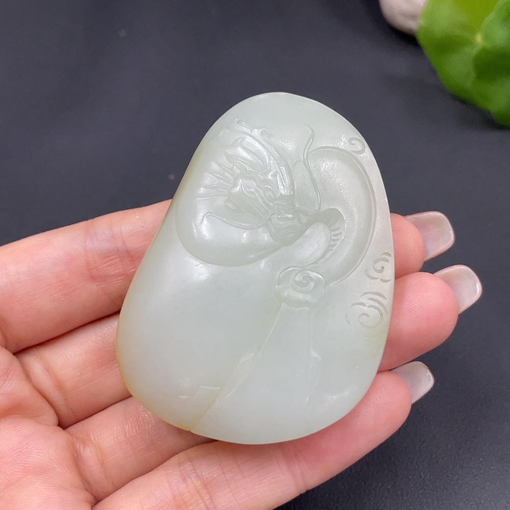 H22493106 Hetian Jade Seed Material Pendant Guanyin Undetermined Skin Color Origin Total Weight Approx. 74.4g