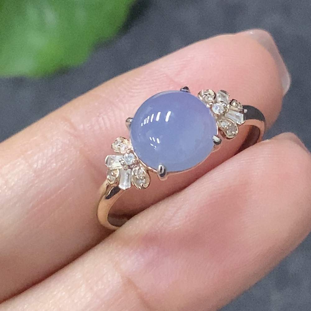 F34998234 Jadeite and Diamond Ring in 18k Gold, Size 15, Approx. Total Weight 1.55g