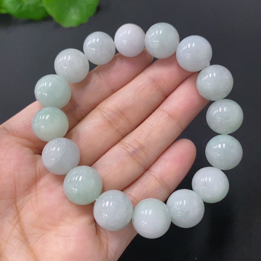 F33828587 Jadeite Beads Bracelet Approx. 12.3mm Total Weight Approx. 51g