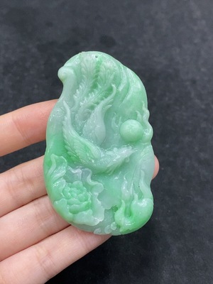 F34963417 Jadeite Phoenix Pendant Unpolished Total Weight Approx. 37g