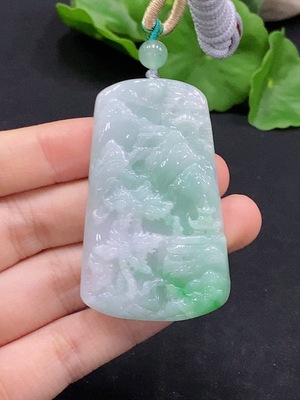 F31683112 JadeiteLandscape Pendant with Non-A Grade Beads, Total Weight Approx. 30.7g