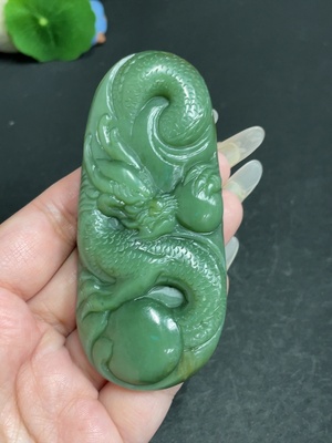 H28243875 Hetian Jade Handheld Piece Dragon Total Weight Approx. 117.1g