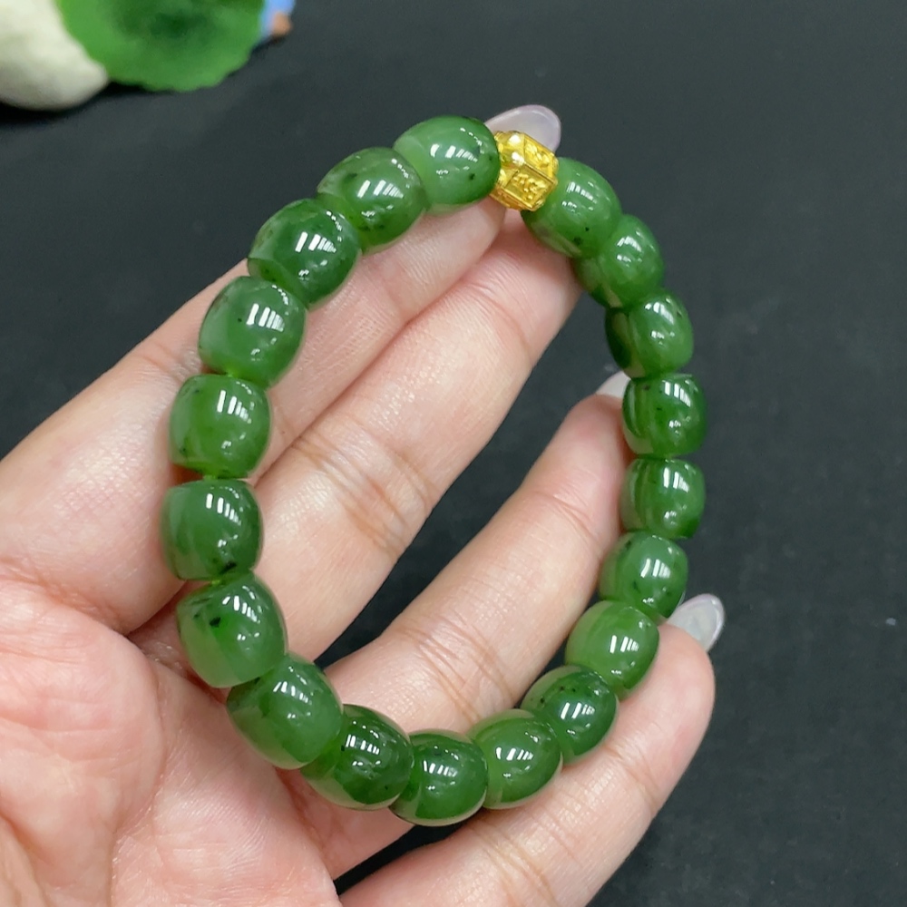 H34957206 Hetian Jade Bracelet, Approx. 9.8mm, Total Weight Approx. 35.3g, Non-Gold