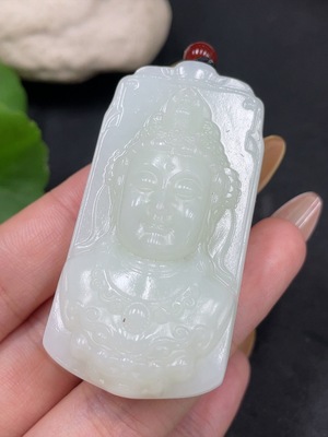 H31663761 Hetian Jade Pendant Guanyin with Other Mineral Components Total Weight Approx. (Including Rope) 68.5g