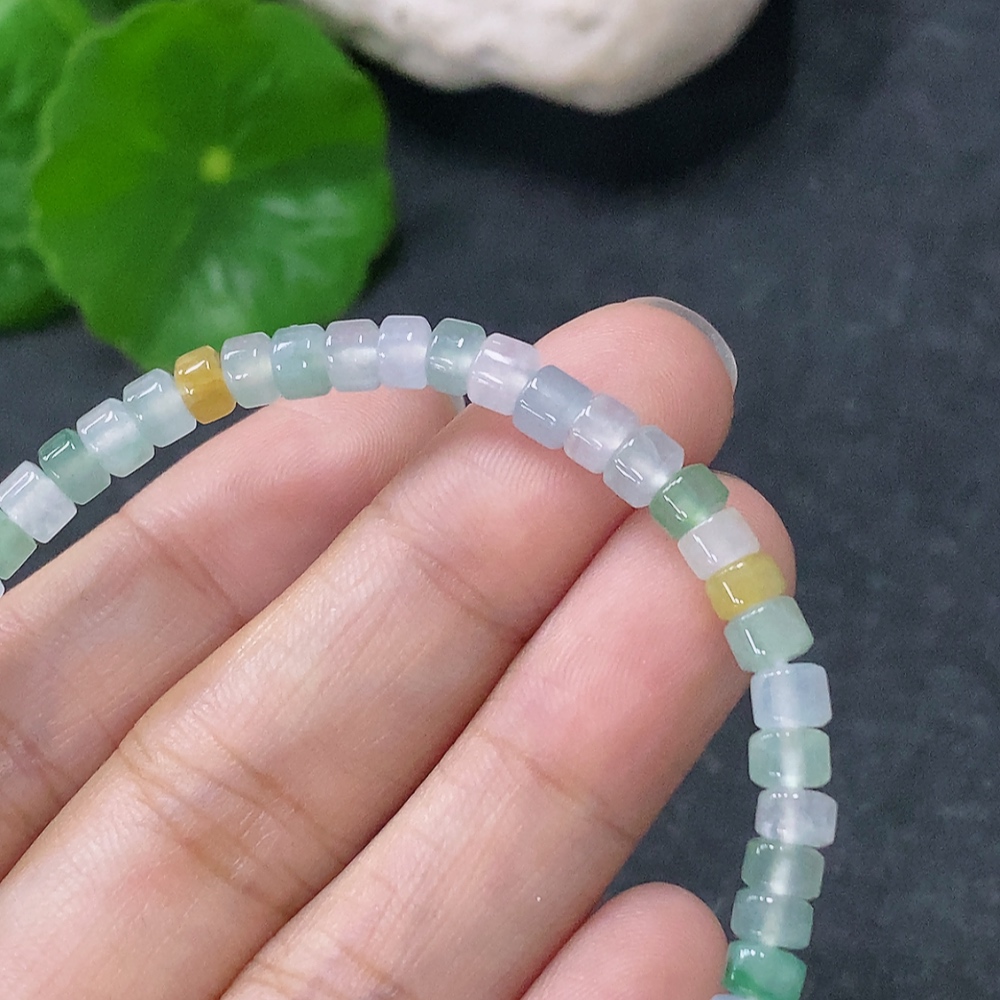 F34954047 Jadeite Beads Bracelet Approx. 4.5mm Total Weight Approx. 7.56g Yellow Beads Color Origin Undetermined