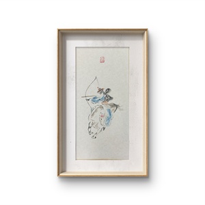 P41947884 尉译文《蒙古少年》宣卡纸国画 无装裱 约16*33cm