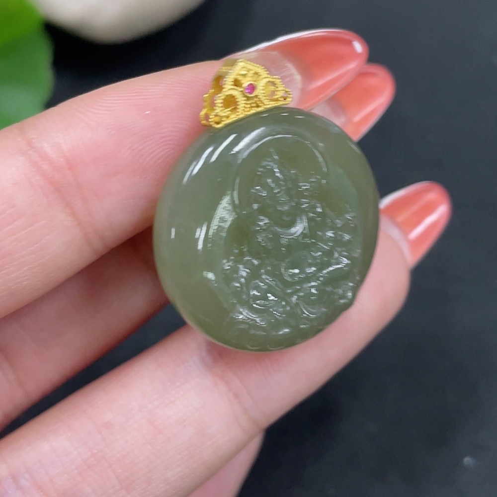 H35083832 Hetian Jade Pendant Yellow Jambhala Non-Gold Total Weight Approx. 8.8g