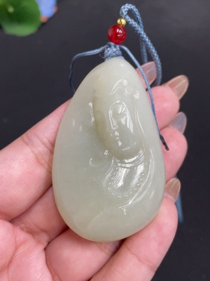H32698548 Hetian Jade Pendant Guanyin Total Weight Approx. [with rope] 49.2g