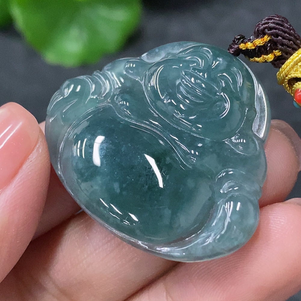 F34030149 Jadeite Buddha Pendant with Non-Gold Rope, Total Weight Approx. 13.2g
