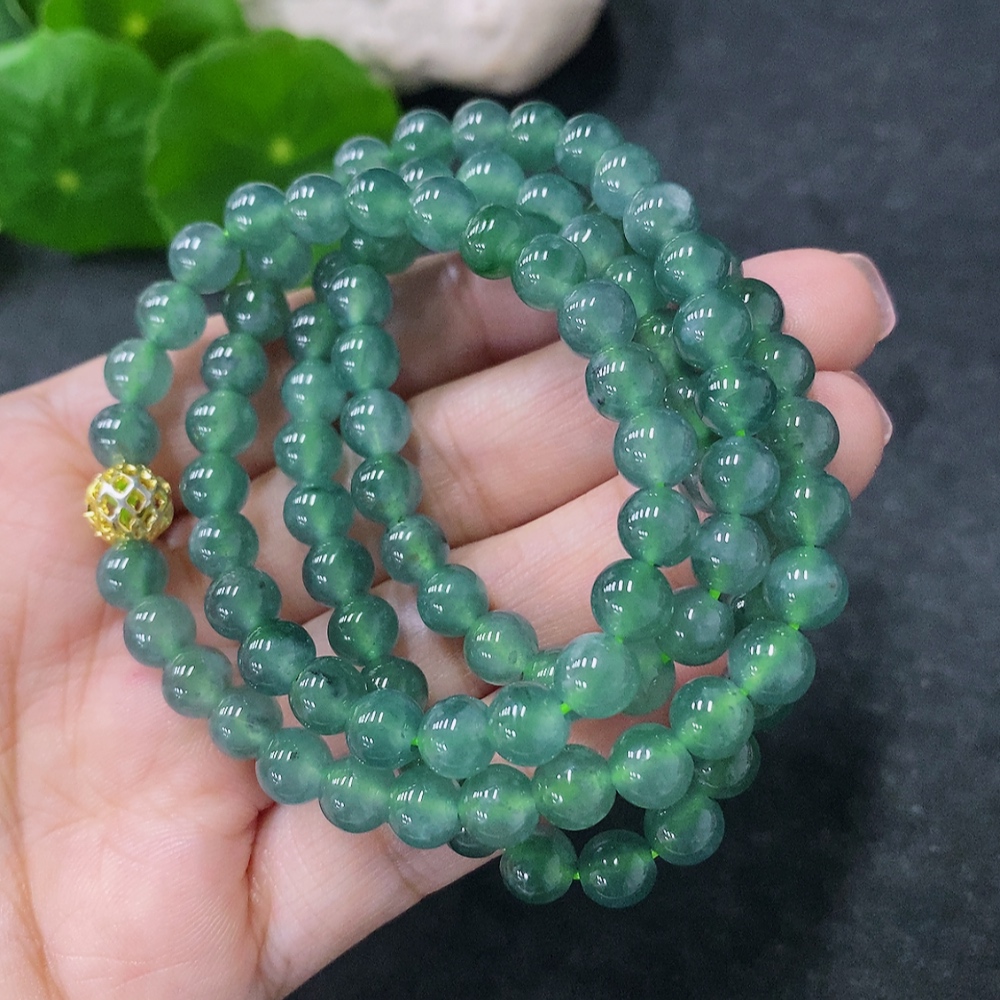 F34998146 Jadeite Bead Necklace Approx. 6.3mm Non-Gold Total Weight Approx. 41.9g