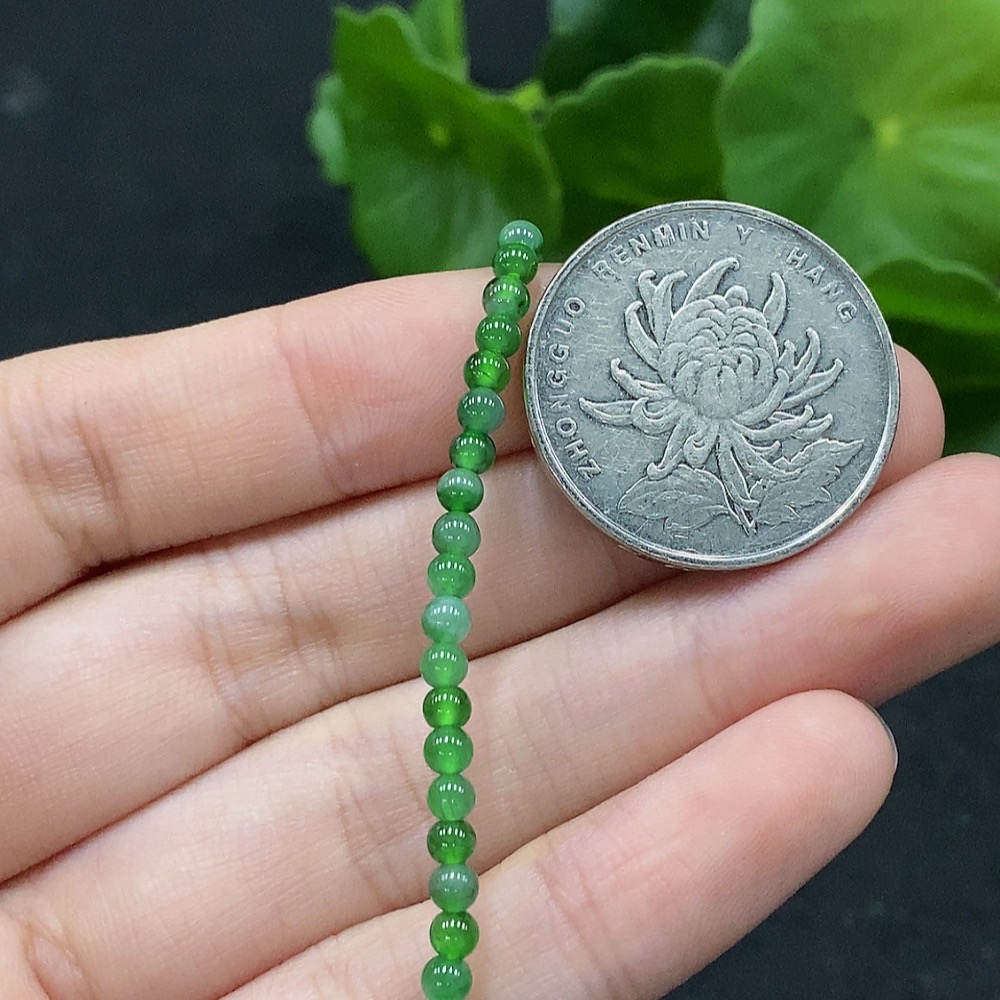 F35090047 Jadeite Beaded Necklace Approx. 3mm Total Weight About 7.76g Non-gold Inlaid