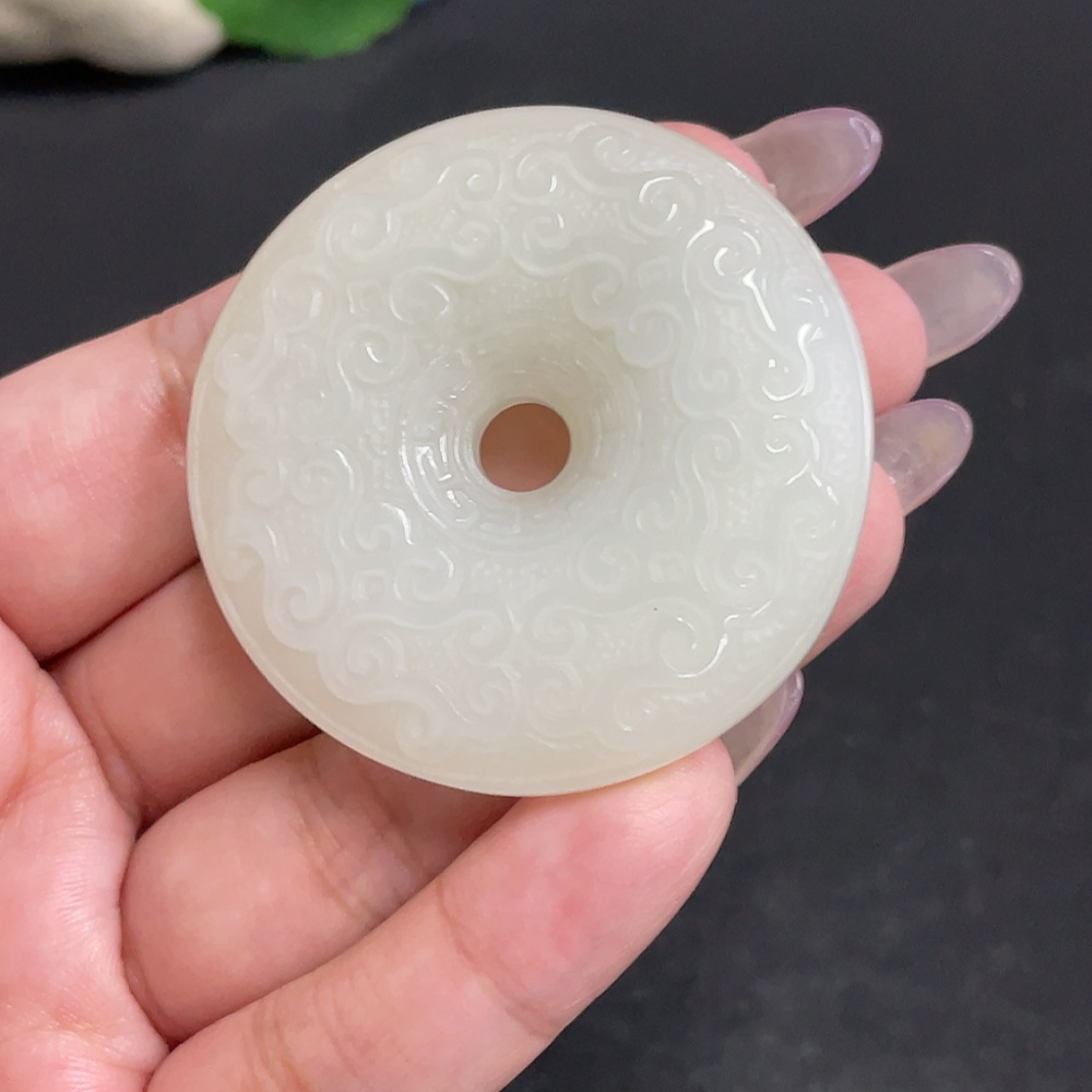 H34957171 Hetian Jade Pendant Antique Button Total Weight Approx. 44.3g