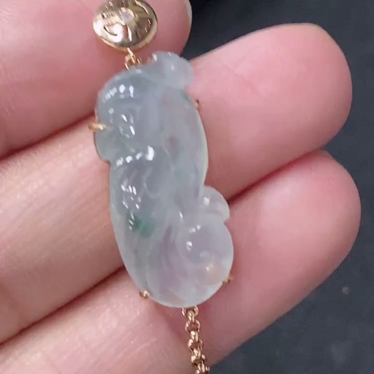 F33886858 Jadeite inlaid bracelet 18k total weight approx. 4g