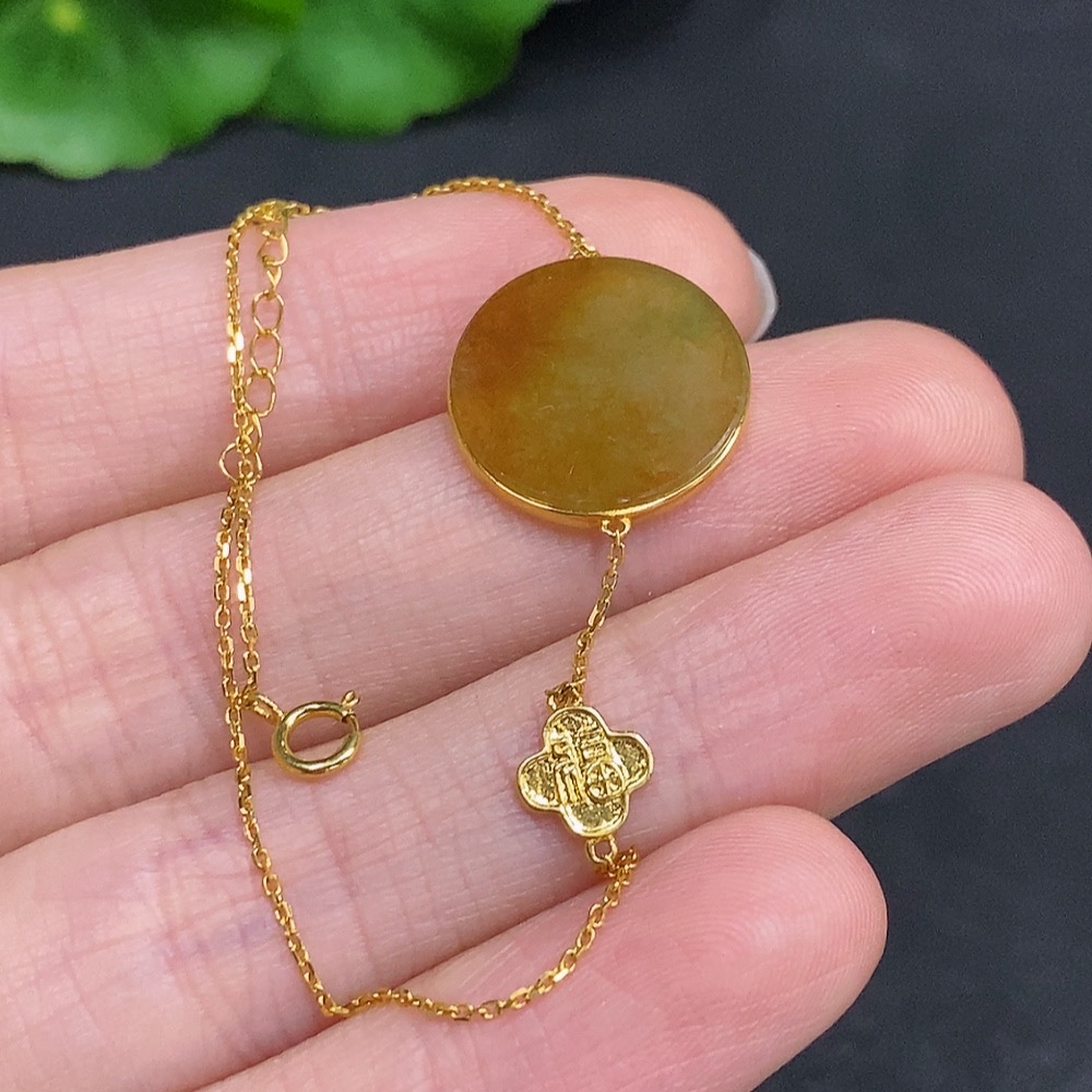 F33831634 Jadeite Plain Pendant Bracelet 18k Gold Total Weight Approx. 2.1g