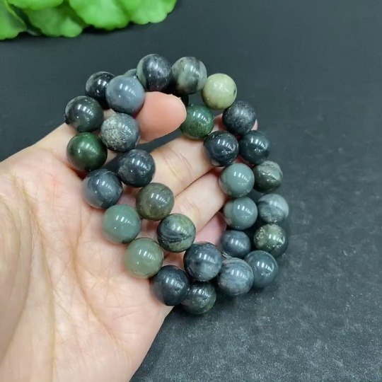 H33903805 Hetian Jade Bracelet with Other Mineral Components, Maximum Bead Size Approximately 11.3mm, Total Weight Approximately 80.8g