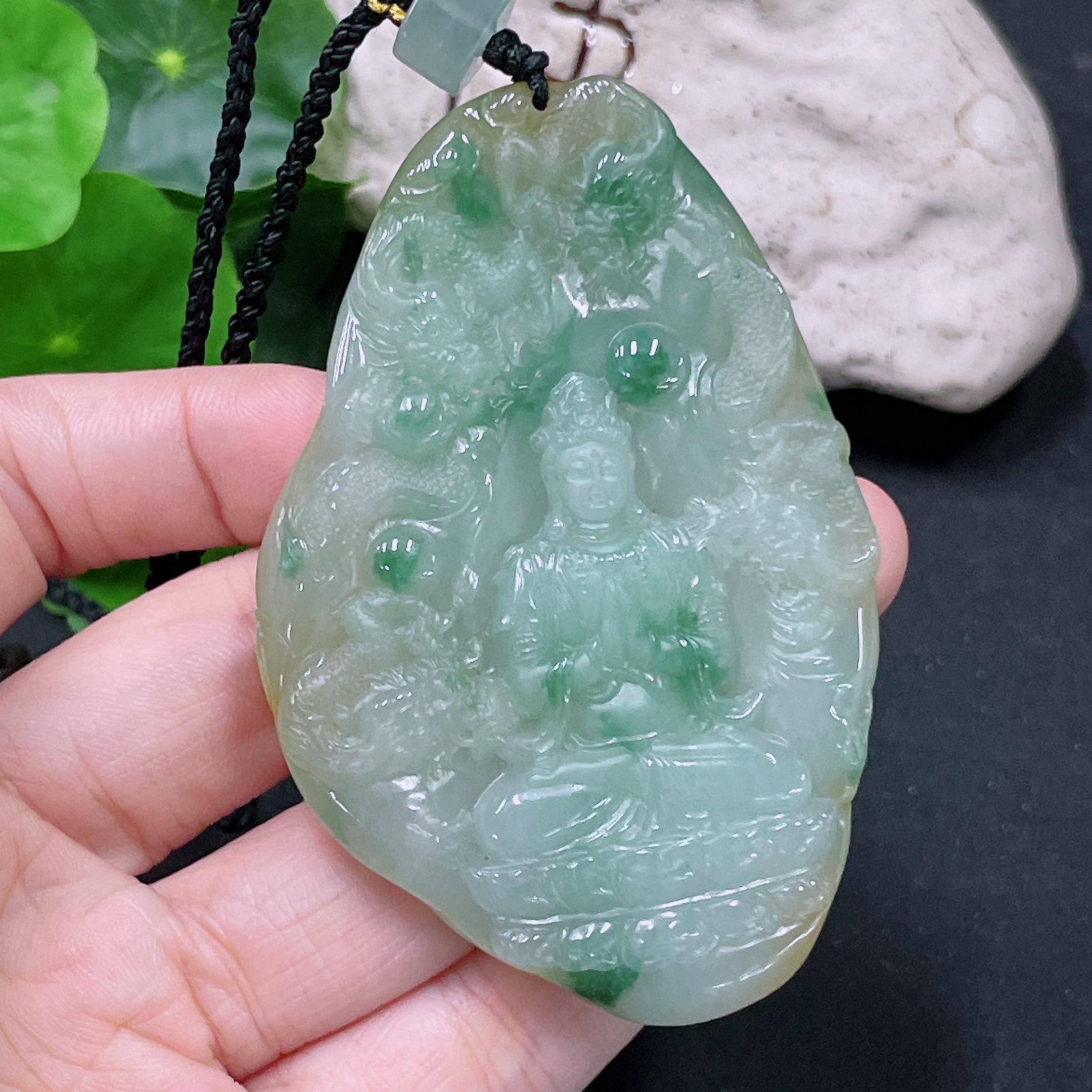 F33919282 Jadeite Divine Dragon Protector Pendant