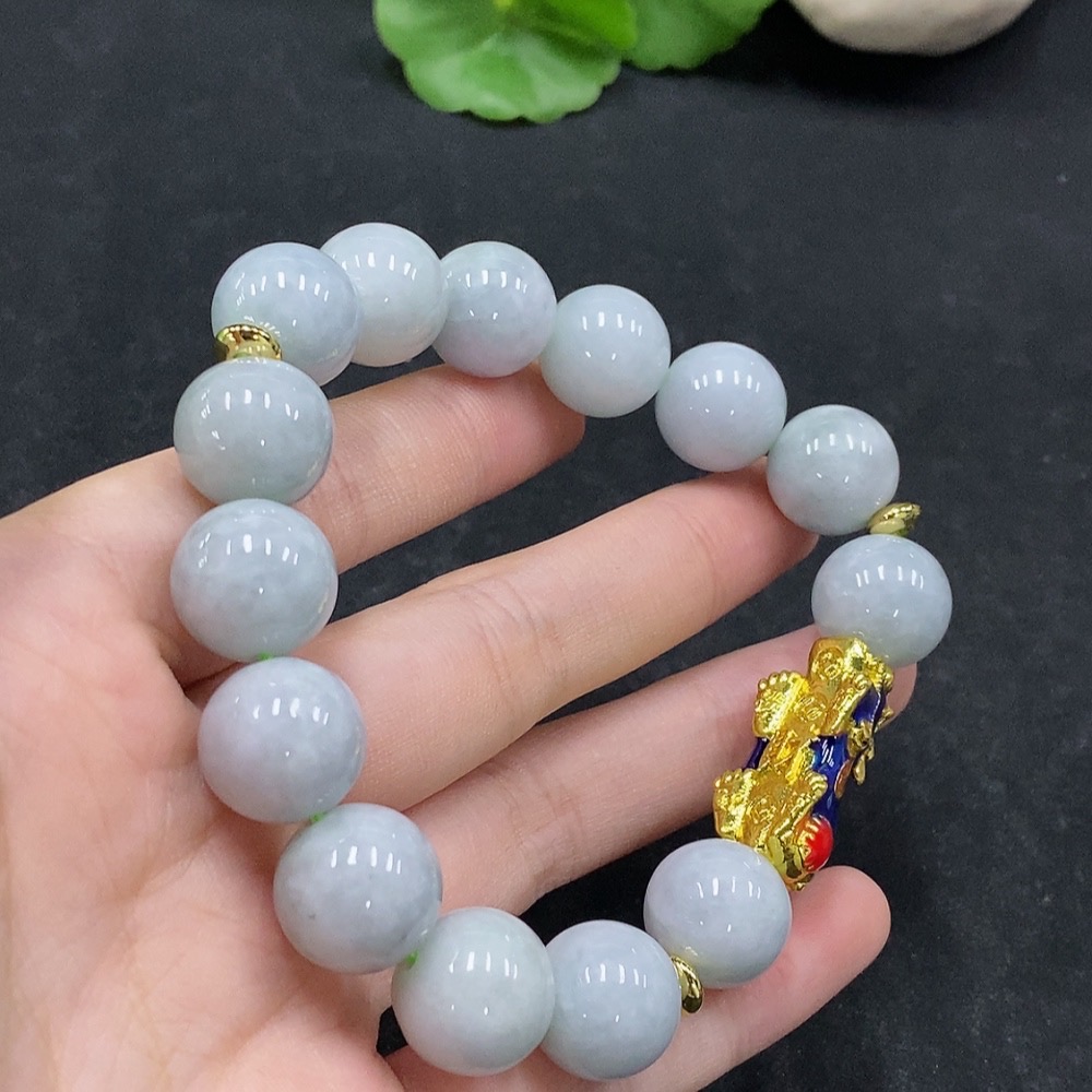 F33946878 Jadeite Bracelet Approx.13.4mm Total Weight Approx.69.56g Non-Gold Inlaid