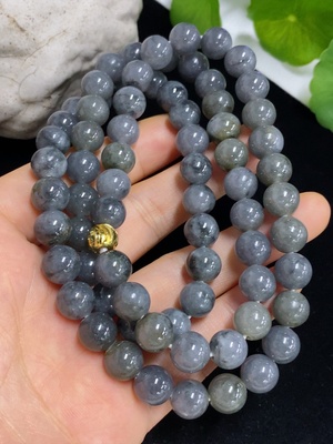 F42977834 翡翠珠链 非金 货品总重约101.17g 卡9.1mm左右