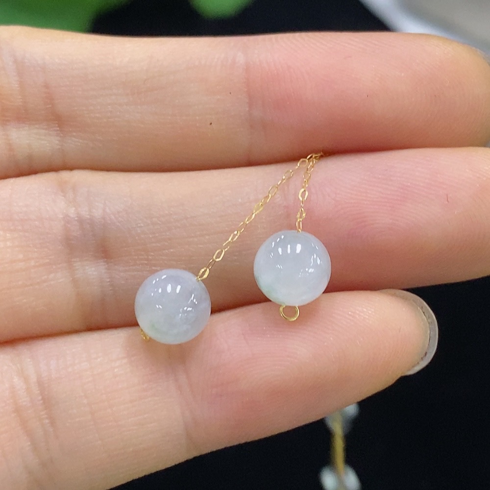 F32707281 Jadeite Earrings 18k Total Weight Approx.1.12g (Excluding Ear Tips Weight)