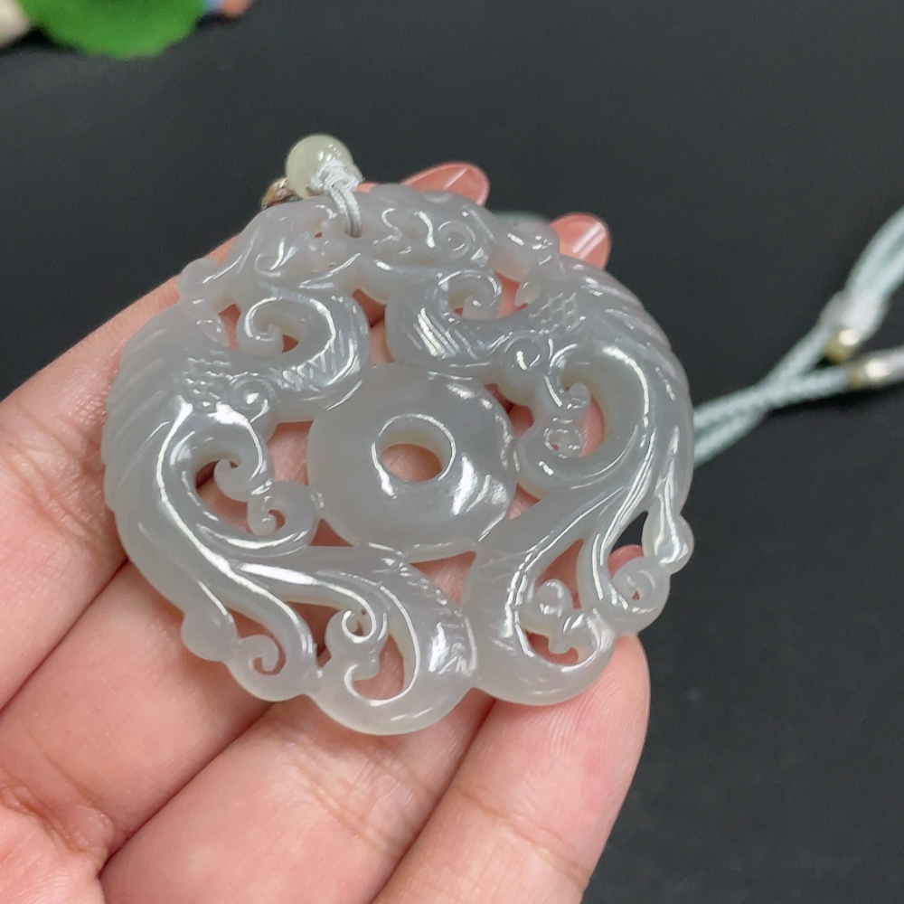 H34005660 Hetian Jade Pendant, Antique-style Piece, Total Weight Approx. [with cord] 27.9g, Beads Not Hetian Jade