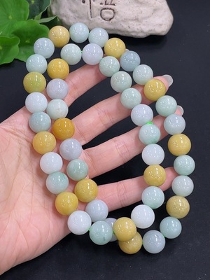 F41950422 翡翠珠链 卡12.8/13.3/14mm左右   货品总重约199.29g
