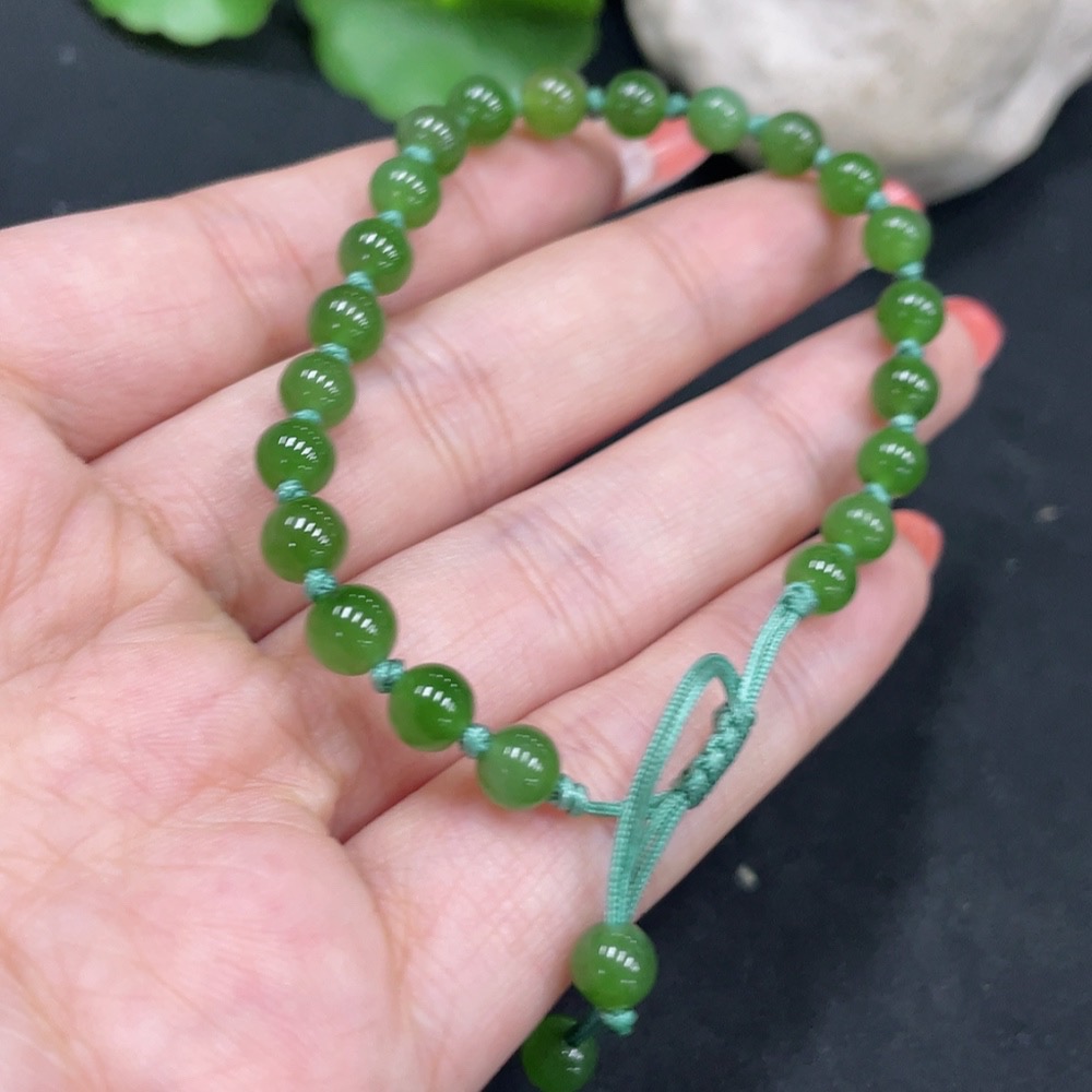 H35084192 Hetian Jade Jasper Bracelet Approx. 5.4mm Total Weight Approx. 7g