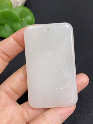 H31641125 Hetian Jade Pendant Orchid Total Weight Approx. 46g