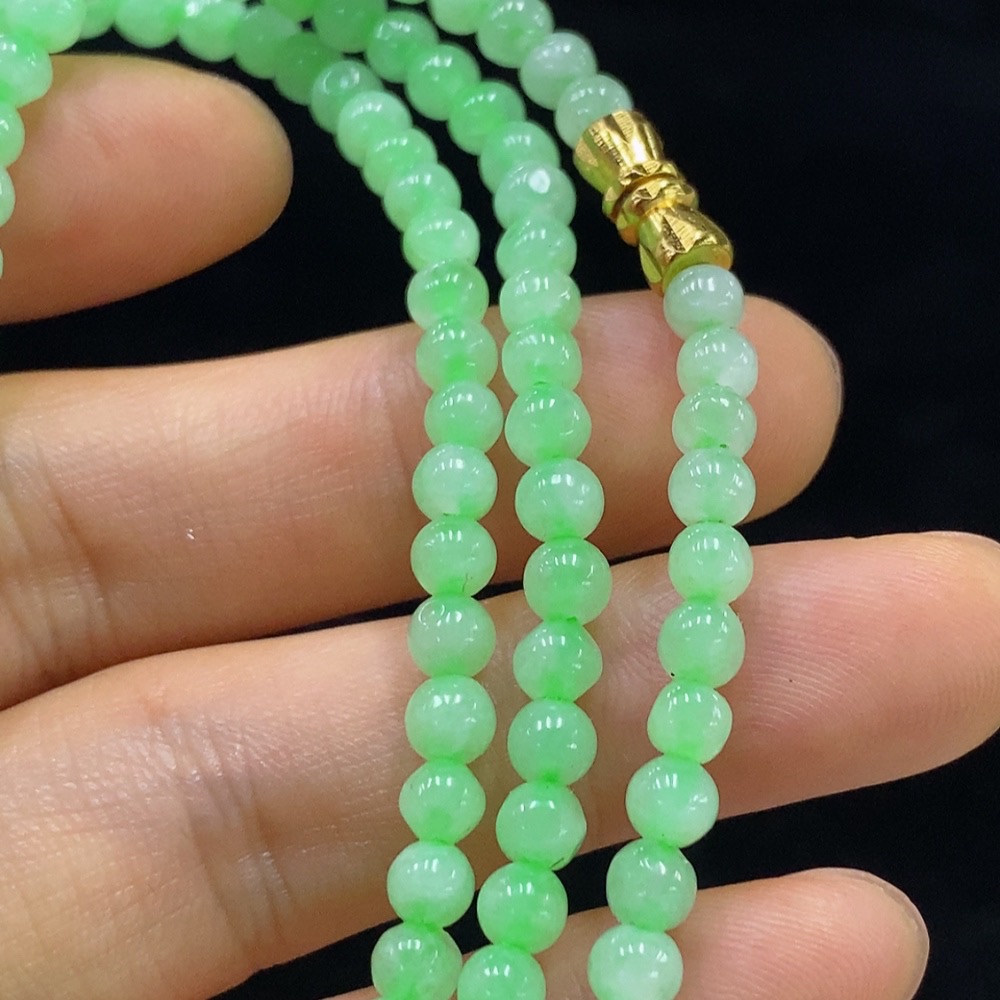 F33928902 Jadeite Bead Necklace, Approx. 4.2mm, Total Weight Approx. 19.14g, Non-Gold