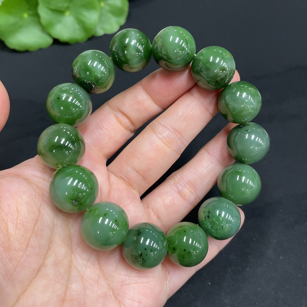 H34073571 Hetian Jade Jasper Bead Bracelet, approx. 15.8mm, total weight approx. 86.8g