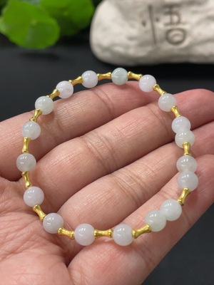 F31669896 Jadeite Beads Bracelet Approx. 5.5mm with 18K Gold Accessories Total Weight Approx. 5.29g