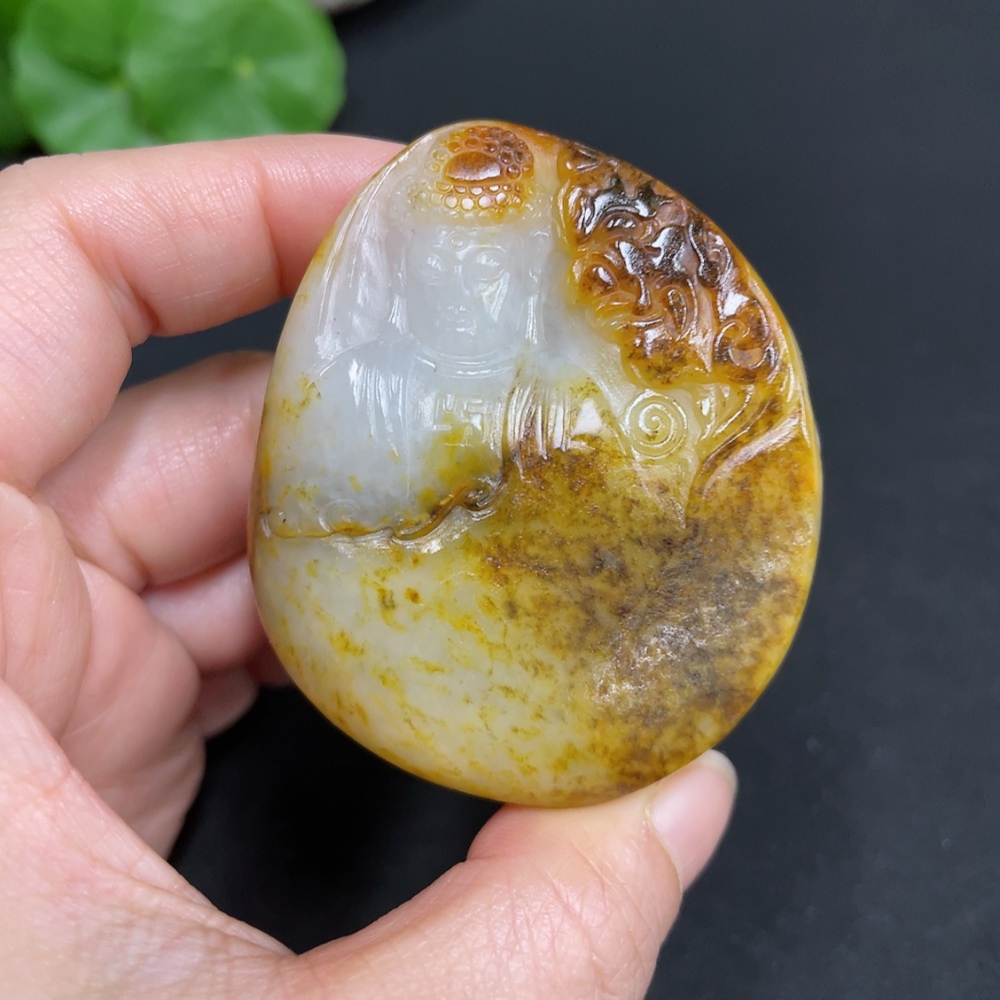 H35102518 Hetian Jade Seed Material Pendant - A Moment of Thought