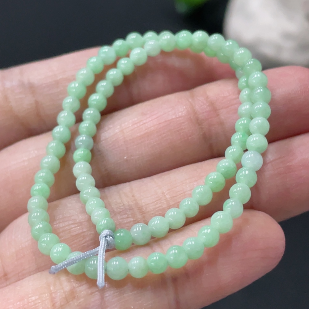 F35108233 Jadeite Bracelet Approx. 3.2mm Beads Total Weight Approx. 4.37g