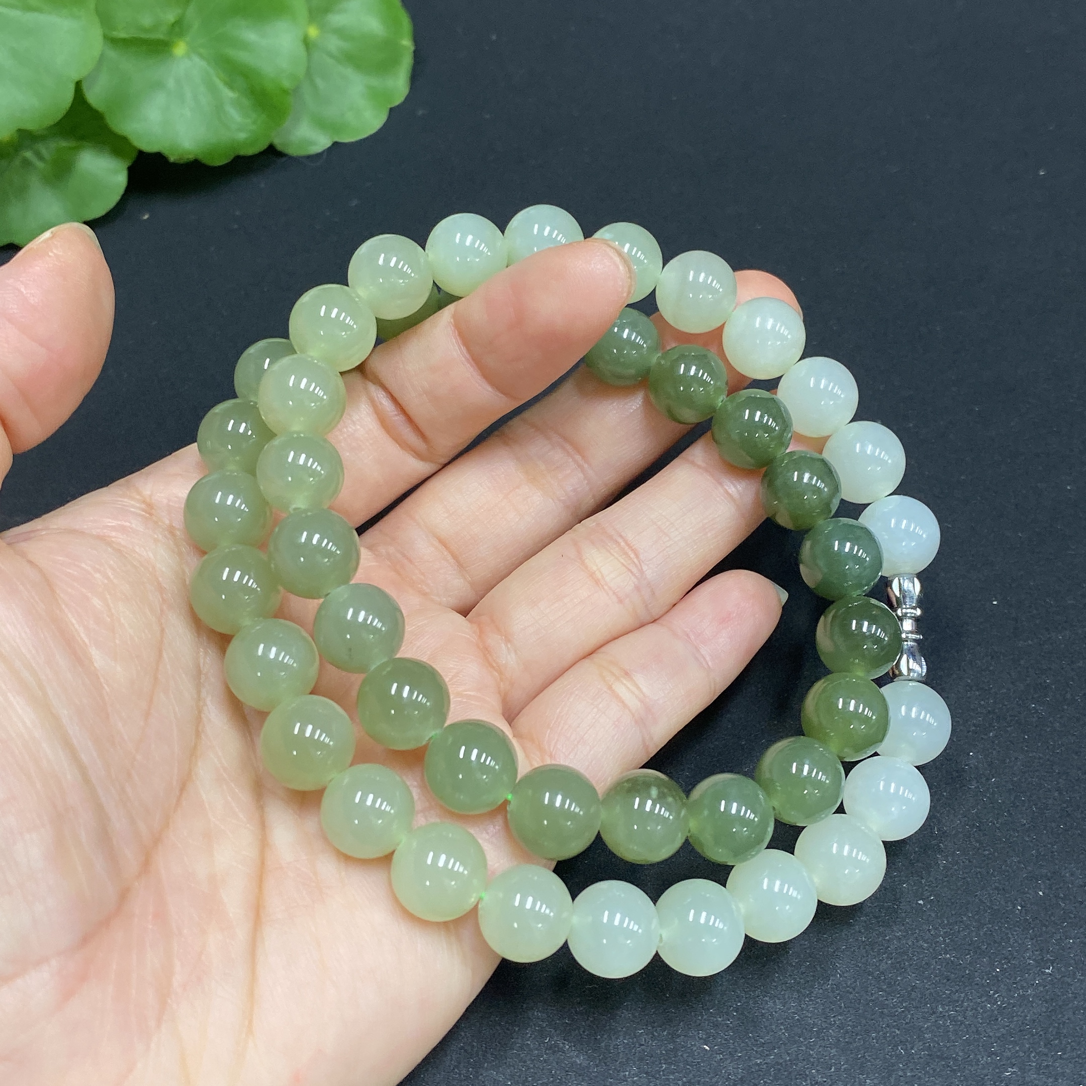 H34036027 Hetian Jade Bead Necklace, approx. 9.9mm, total weight approx. 69.9g