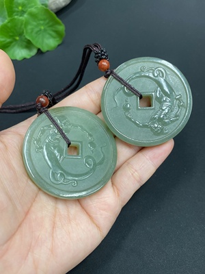 H23644289 Hetian Jade Pendant, Master Craftsman, Total Weight (Including Rope) Approx. 58.6g