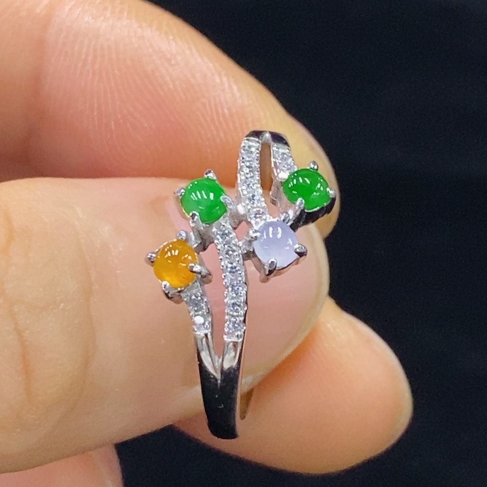 F32749652 Jadeite Inlay Non-Gold Adjustable Total Weight Approx. 2.28g Color Origin Undetermined