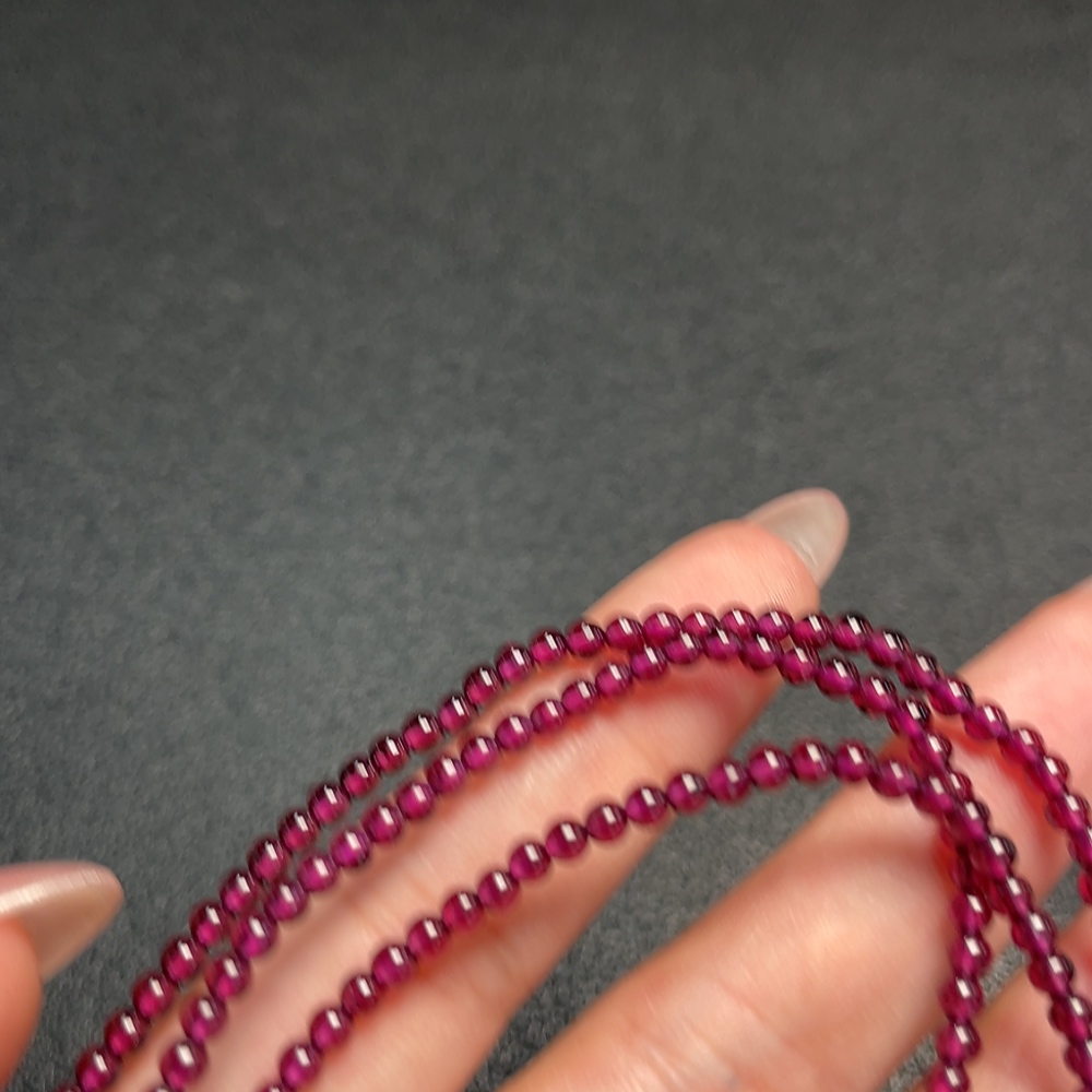 C34993021 Garnet bead necklace Total weight approx.14.14g Size approx.2.9mm