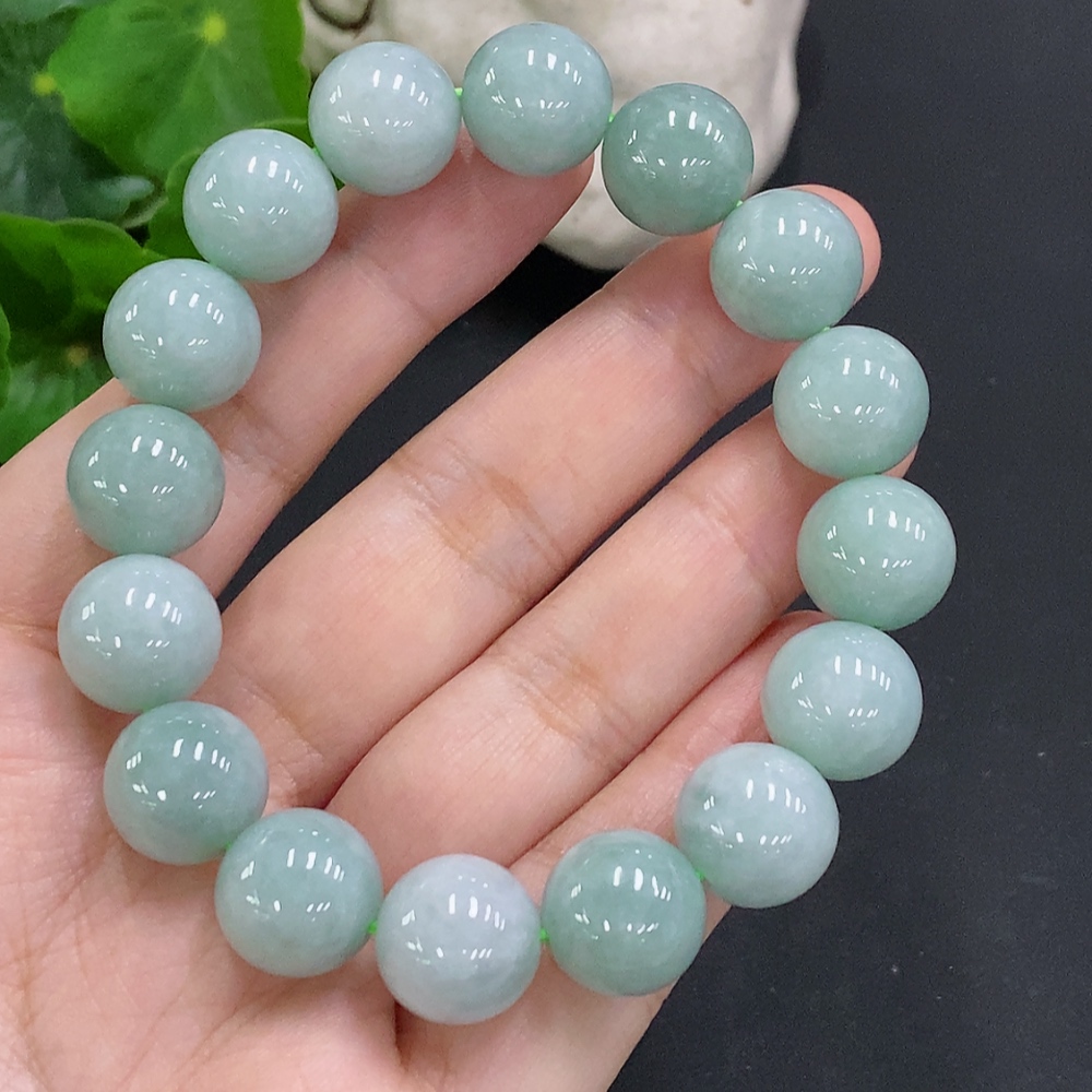 F34050232 Jadeite Bead Necklace Approximately 12.6mm Total Weight About 59.9g