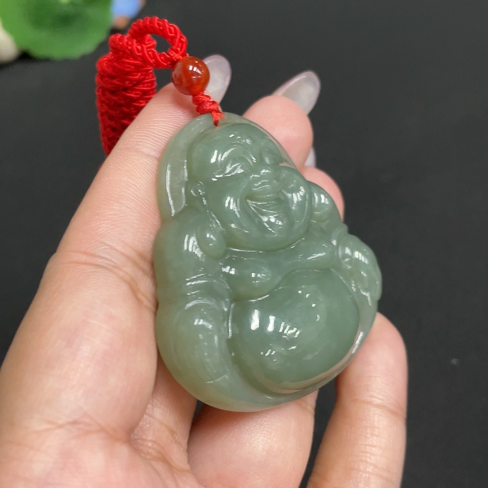 H34956543 Hetian Jade Pendant - Buddha Figure, Total Weight (including rope) Approx. 41.8g