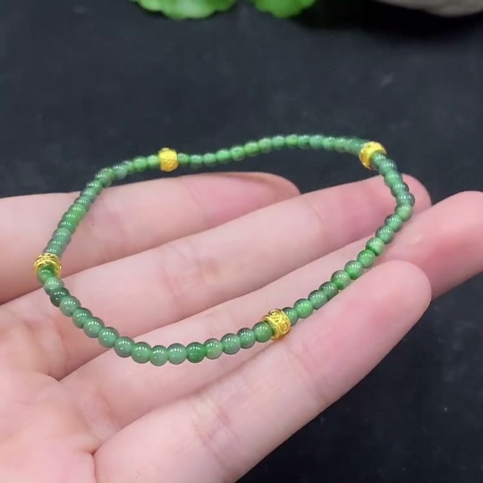 F34057464 Jadeite Bracelet 3mm approx. Non-gold Inlaid Total Weight about 3.43g