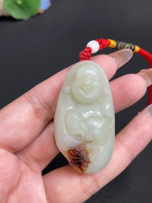 H32737513 Hetian Jade Pendant Buddha Undetermined Skin Color Formation Total Weight Approx. [Including String] 44.2g