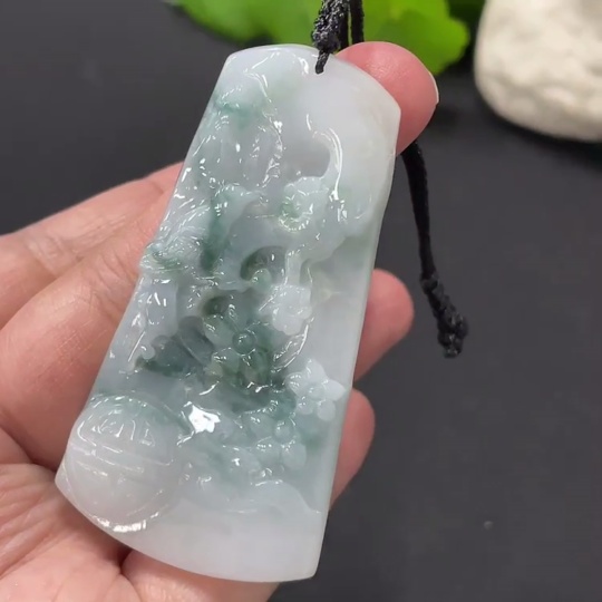 F31632162 JadeiteMagpie on Plum Branch Pendant