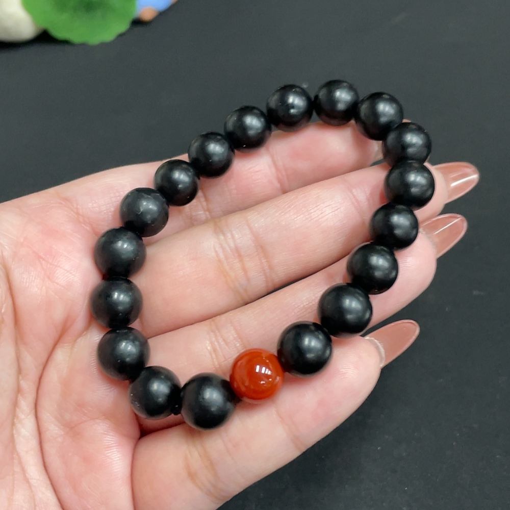 H35101105 Hetian Jade Bracelet, Approx. 9.9 mm Beads, Total Weight Approx. 30g, Color Origin Undetermined, Non-Hetian Jade Beads Included