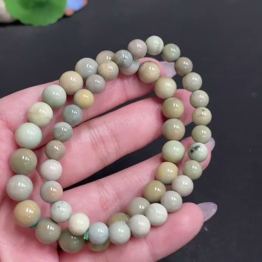 H33863200 Alashan Agate Bracelet, Approx. 8.3 mm Beads, Contains Other Mineral Components, Total Weight Approx. 32.2g