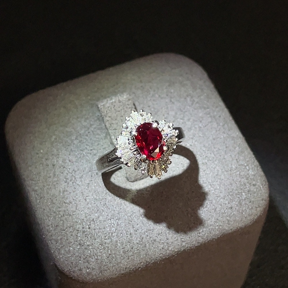 C30445359 Ruby Inlaid Ring Pt900 Size 10 Total Weight Approx. 6.81g With Diamond Accents